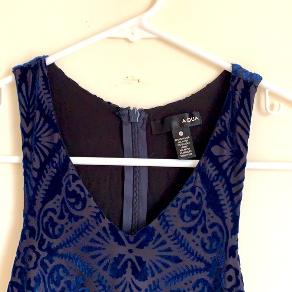 AQUA Blue Bloomingdale's Velvet Cocktail Dress - Picture 4 of 4